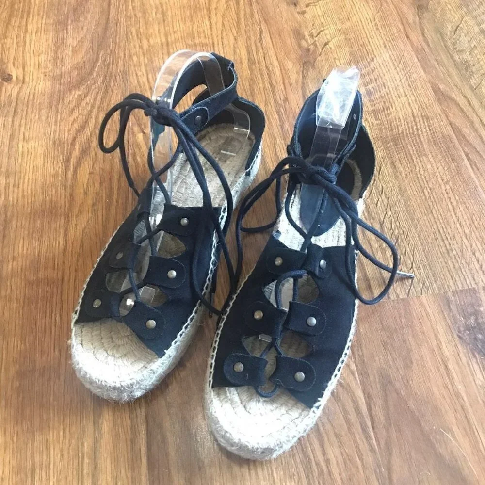 soludos black suede espadrille sandals